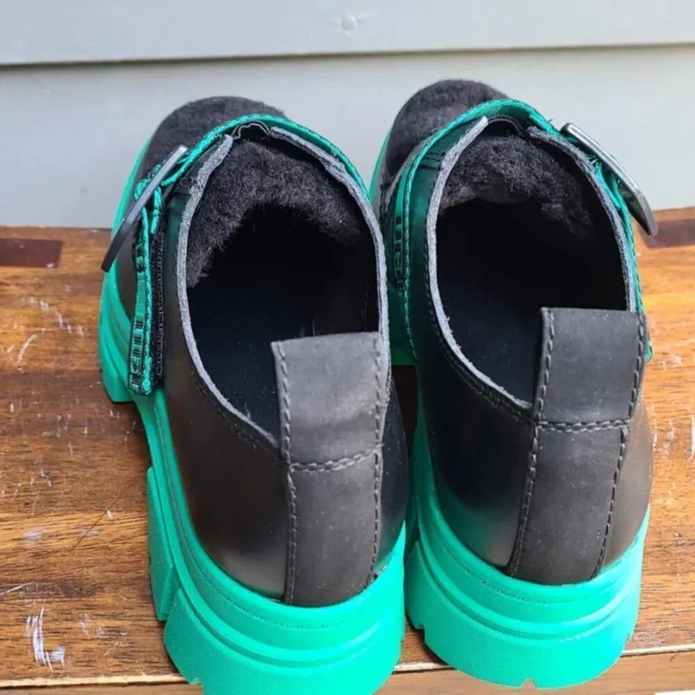 UGG Ashton Plush Emerald Green Black Waterproof Loafers size 7 NWT!